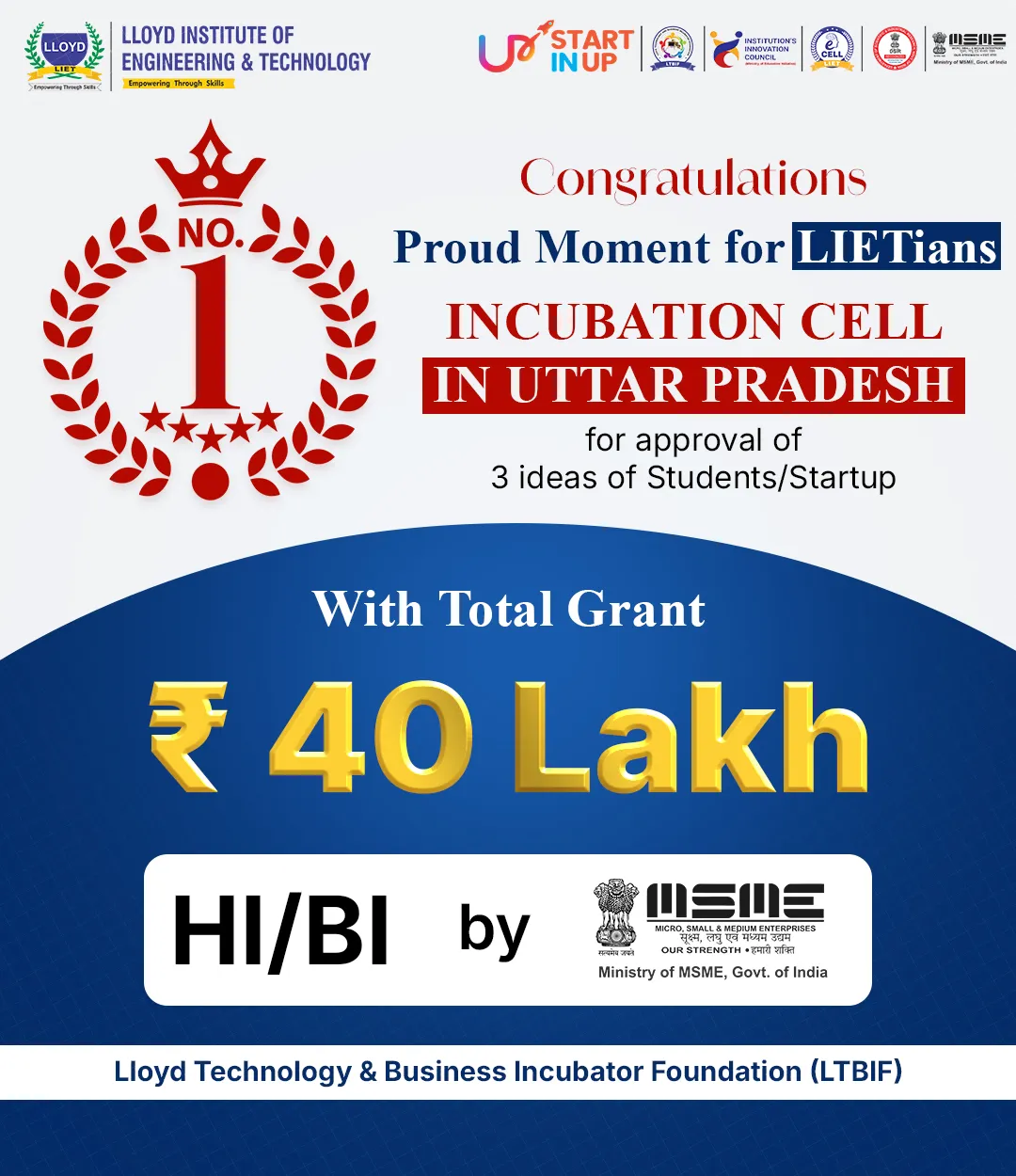 LIET 40 Lakh achievement