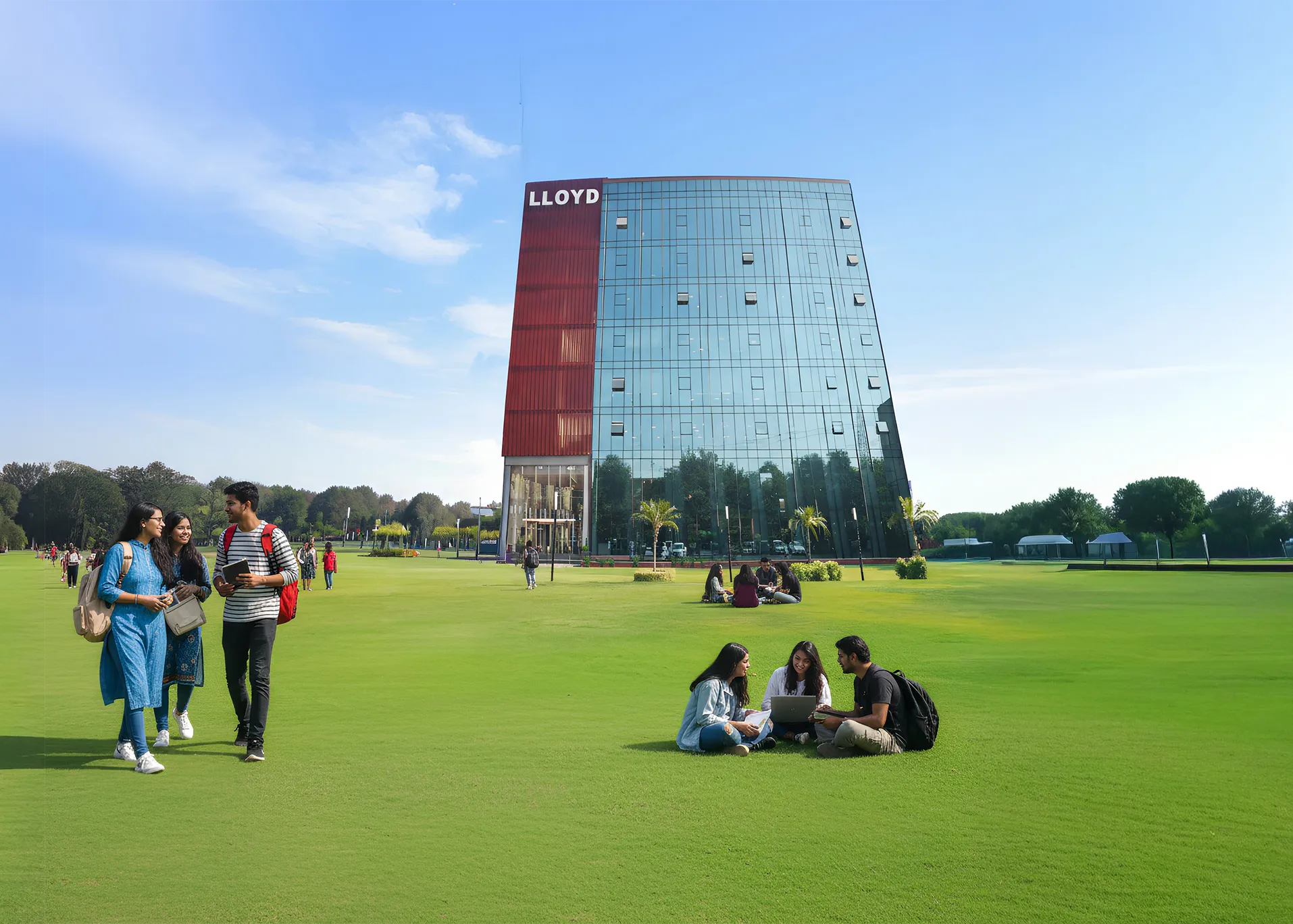 Students at Lloyd Institute of Engineering & Technology campus